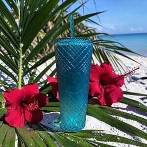 Starbucks Teal Jeweled Tumbler 24 oz Ombre Cold Cup 2023 NWT